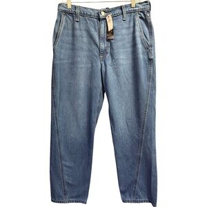 Banana Republic Women's High-Rise Barrel Leg Blue Jeans 32/14 NWT